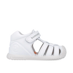 Profilo laterale sinistro dei sandali Biomecanics Biogateo bianchi multicolor