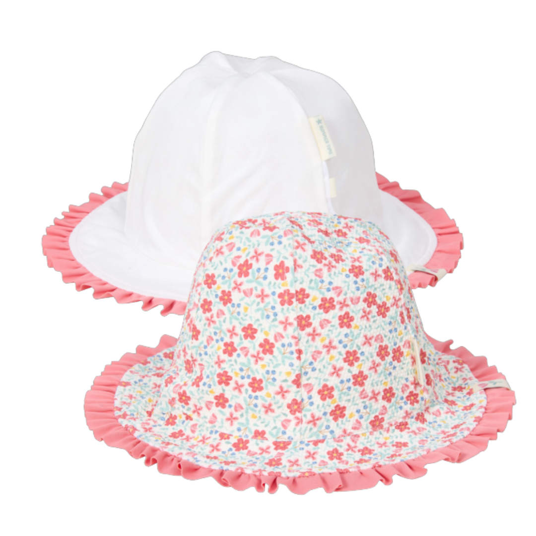 Cappello bucket bambina reversibile Little Dutch con lato floreale e lato tinta unita