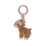 Cerbiatto in peluche Little Dutch con anello rosa e tessuto a spirale, ideale per stimolare i sensi del neonato.
