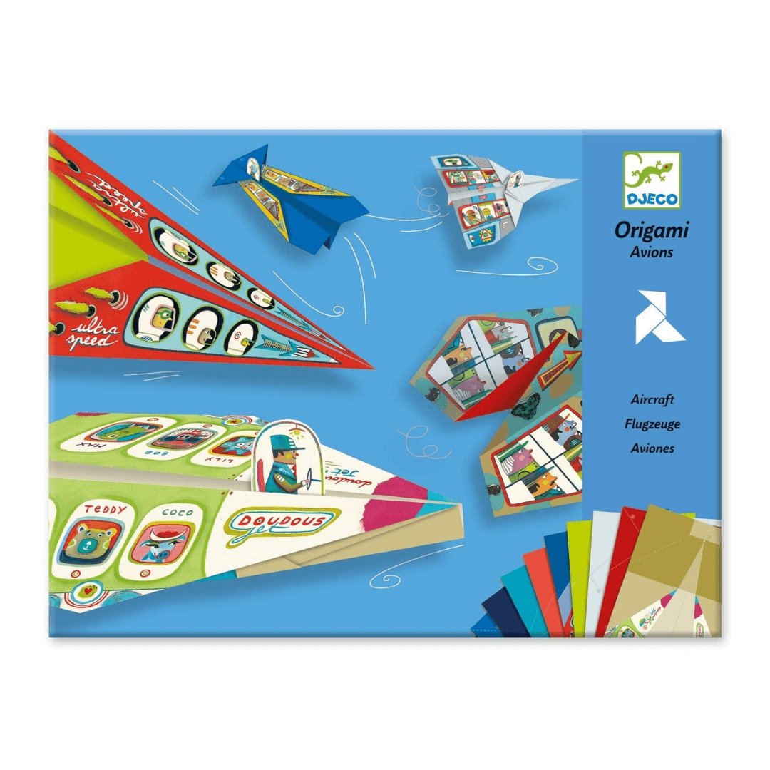 Djeco Kit Origami Bambini con fogli colorati e adesivi, perfetto per lavoretti fai da te e giochi creativi.