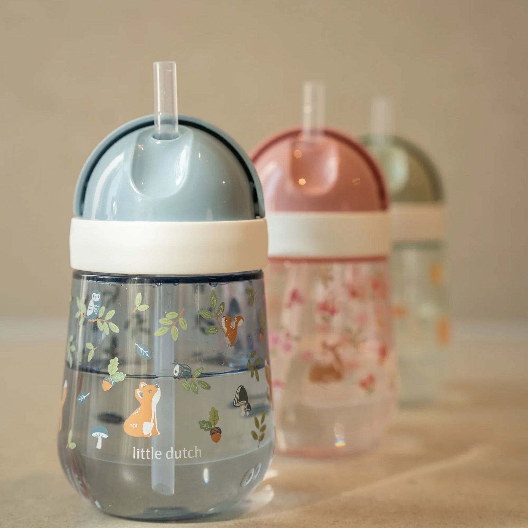 Bicchiere con cannuccia Mepal Mio Little Dutch Forest Friends con animaletti del bosco