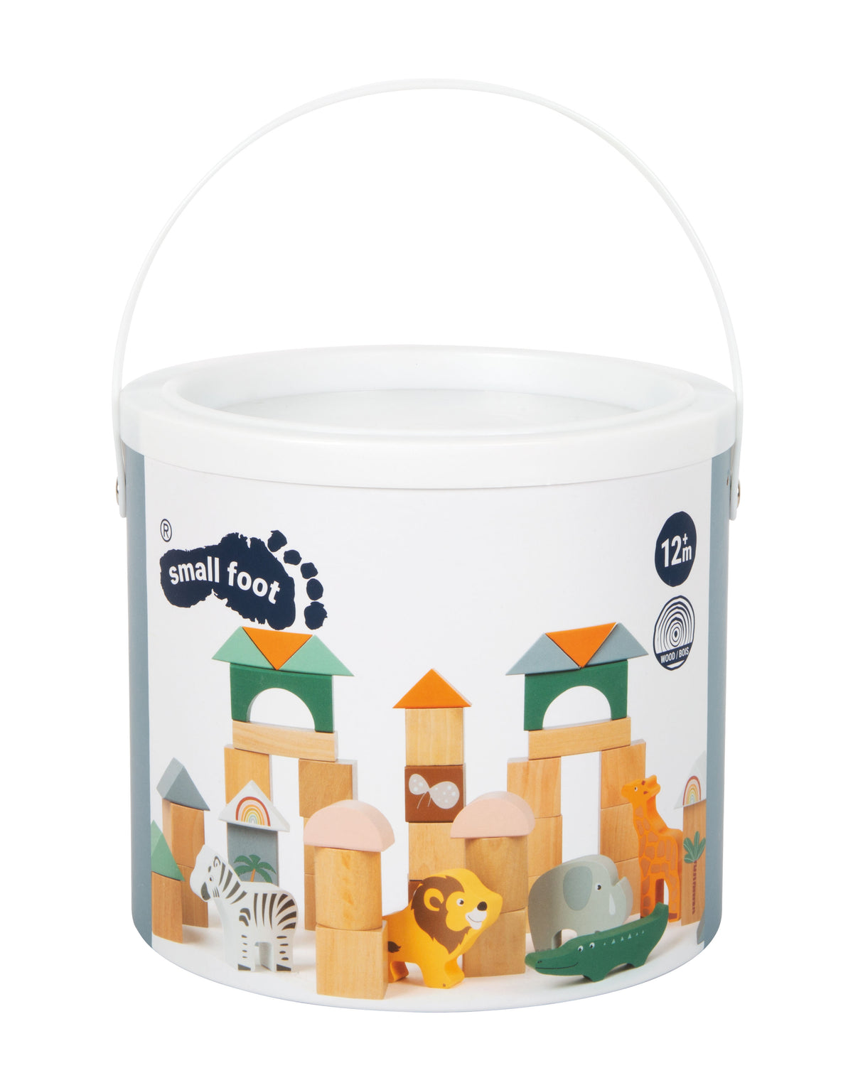 Confezione delle costruzioni in legno Safari Small Foot con 50 pezzi e scatola