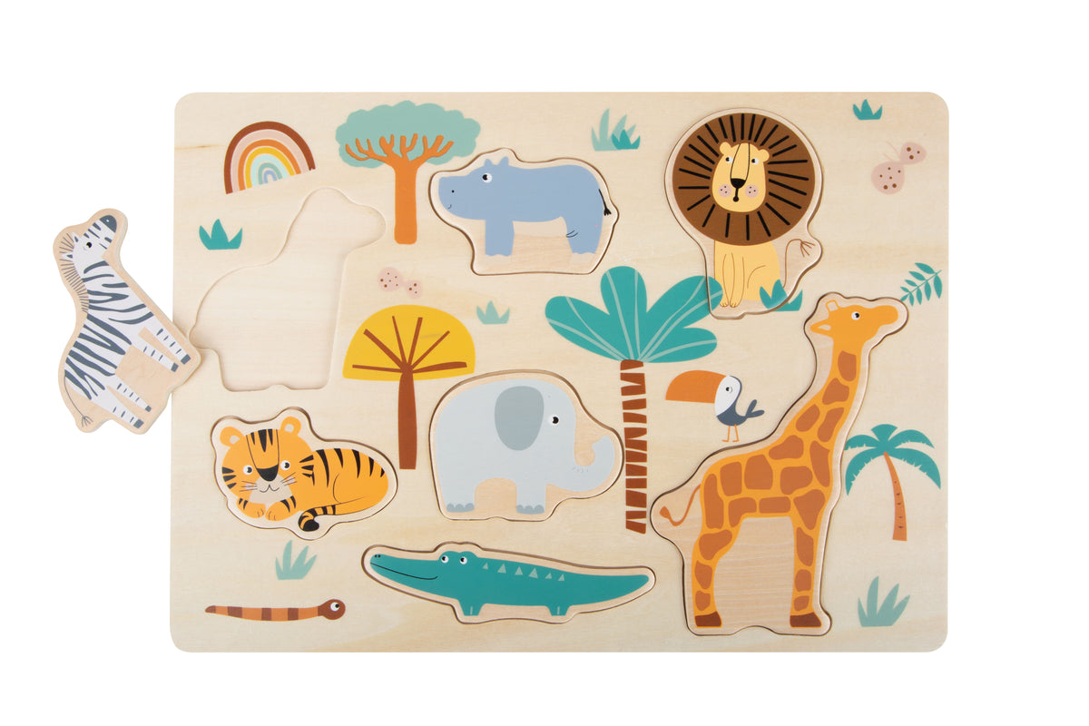 Puzzle ad incastro Safari Small Foot in legno, 7 pezzi sagomati