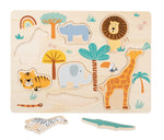 Puzzle in legno animali safari Small Foot, primo puzzle dai 12 mesi