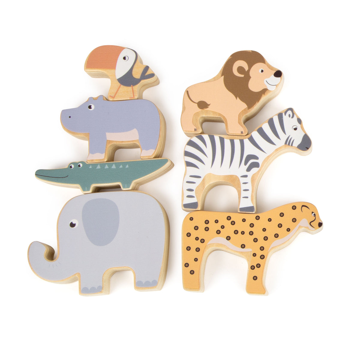 Animali impilabili in legno Small Foot Safari, gioco da portare al ristorante