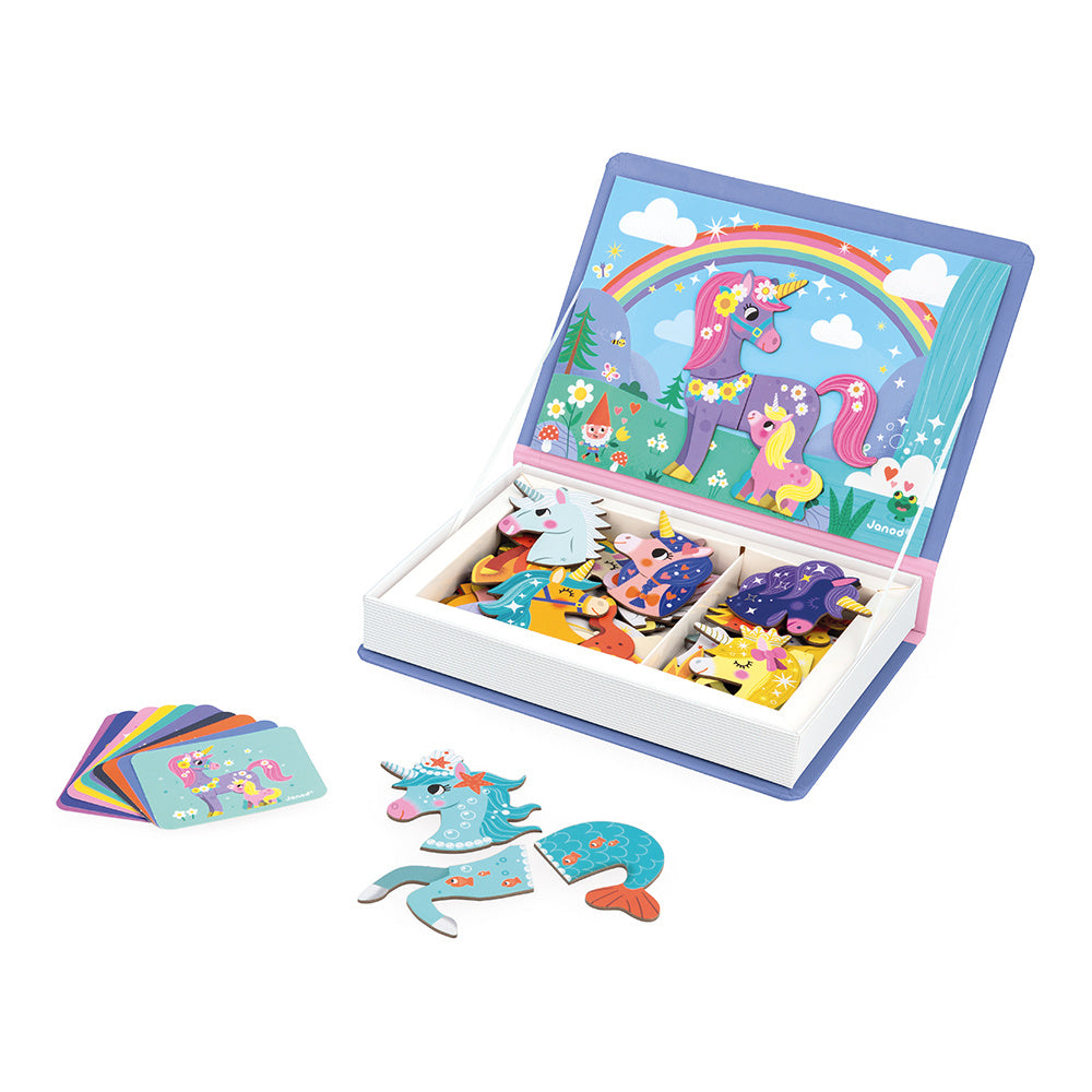 Magneti'Book Unicorni Janod, gioco magnetico con unicorni per bambine dai 3 agli 8 anni
