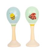 Maracas Small Foot Piccoli Amici, sonaglio in legno con ape e coccinella da stringere