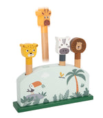 Animali del safari che saltano fuori con la molla, gioco a incastro in legno Small Foot
