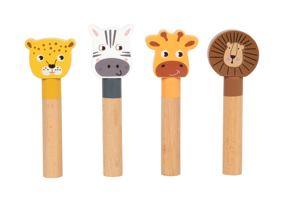 Gioco Safari Small Foot con quattro animali a molla da inserire nelle aperture