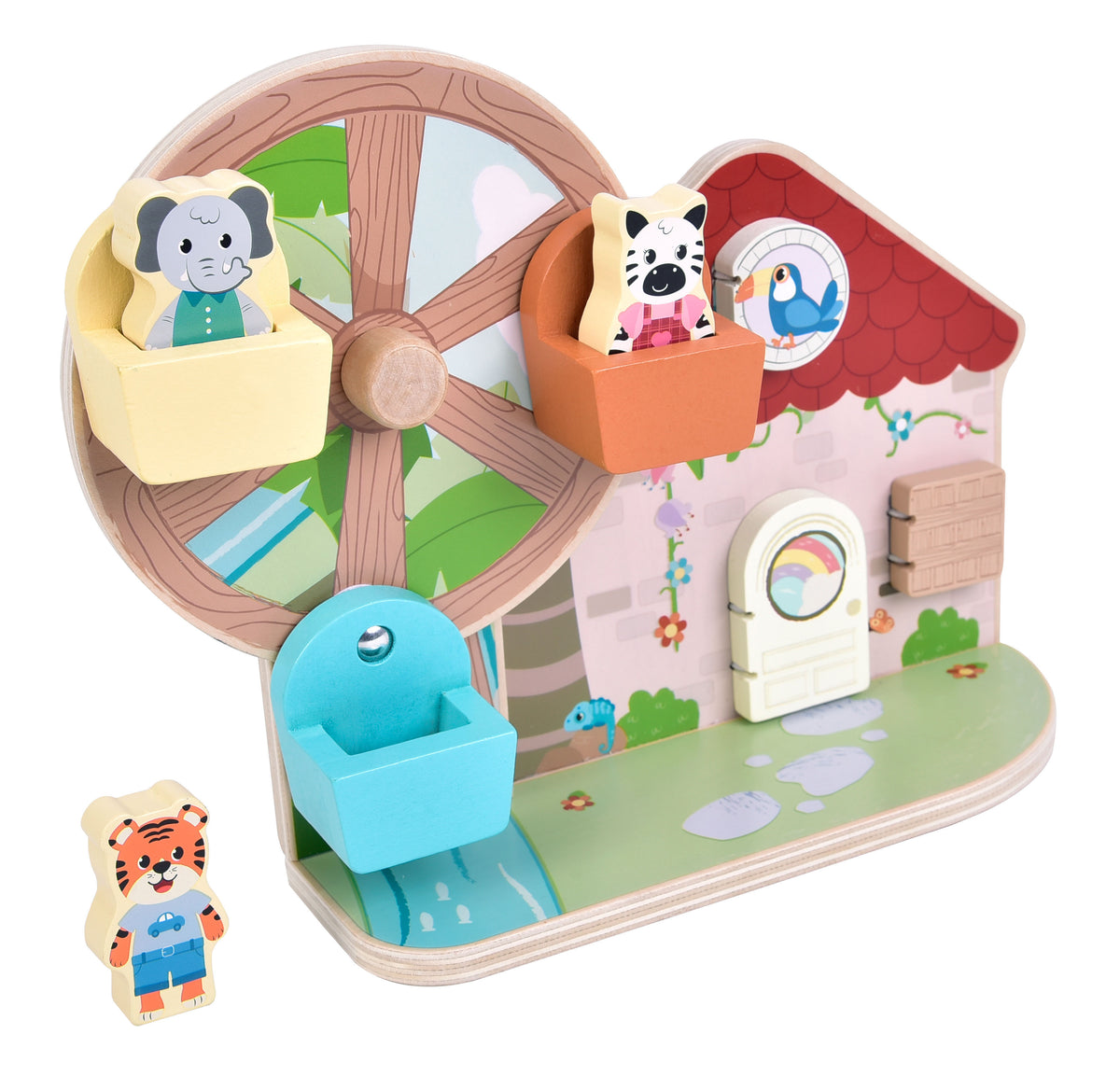 Ruota panoramica Small Foot con manovella da girare, gioco in legno per bambini di 1 anno