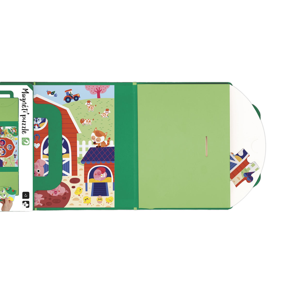 Janod Magneti Puzzle Fattoria, gioco magnetico con calamite per bambini da viaggio