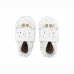 Bobux Soft Sole Frekles White, scarpine in pelle bianca a pois con musetto di giraffa