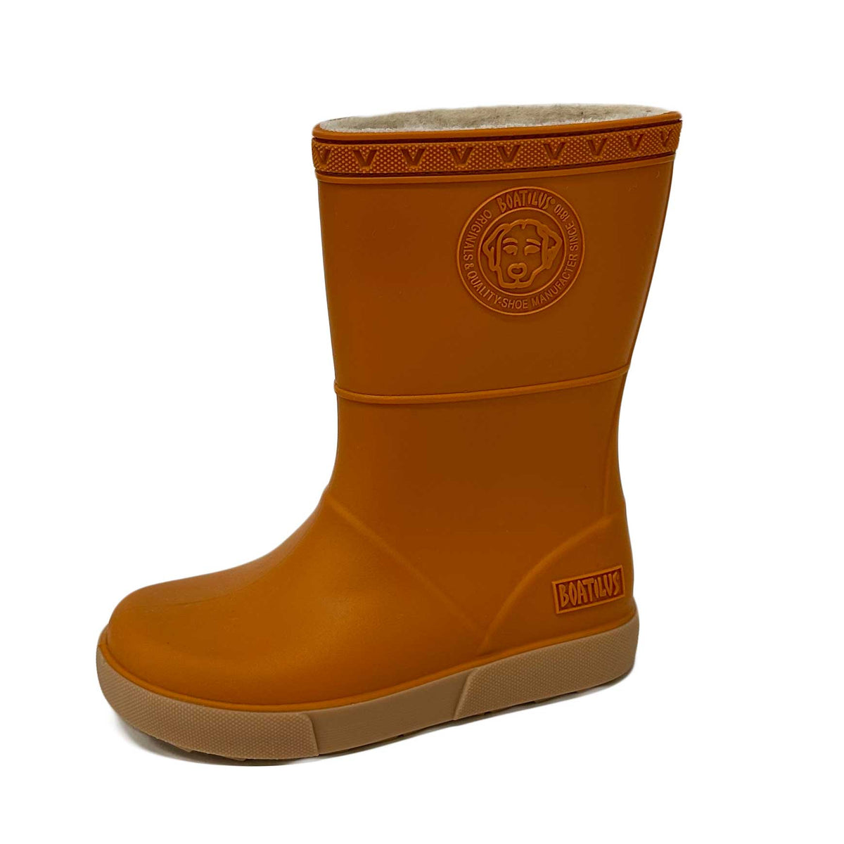 Stivale alto da pioggia in gomma Boatilus Seals Pumpkin/Beige per bambini