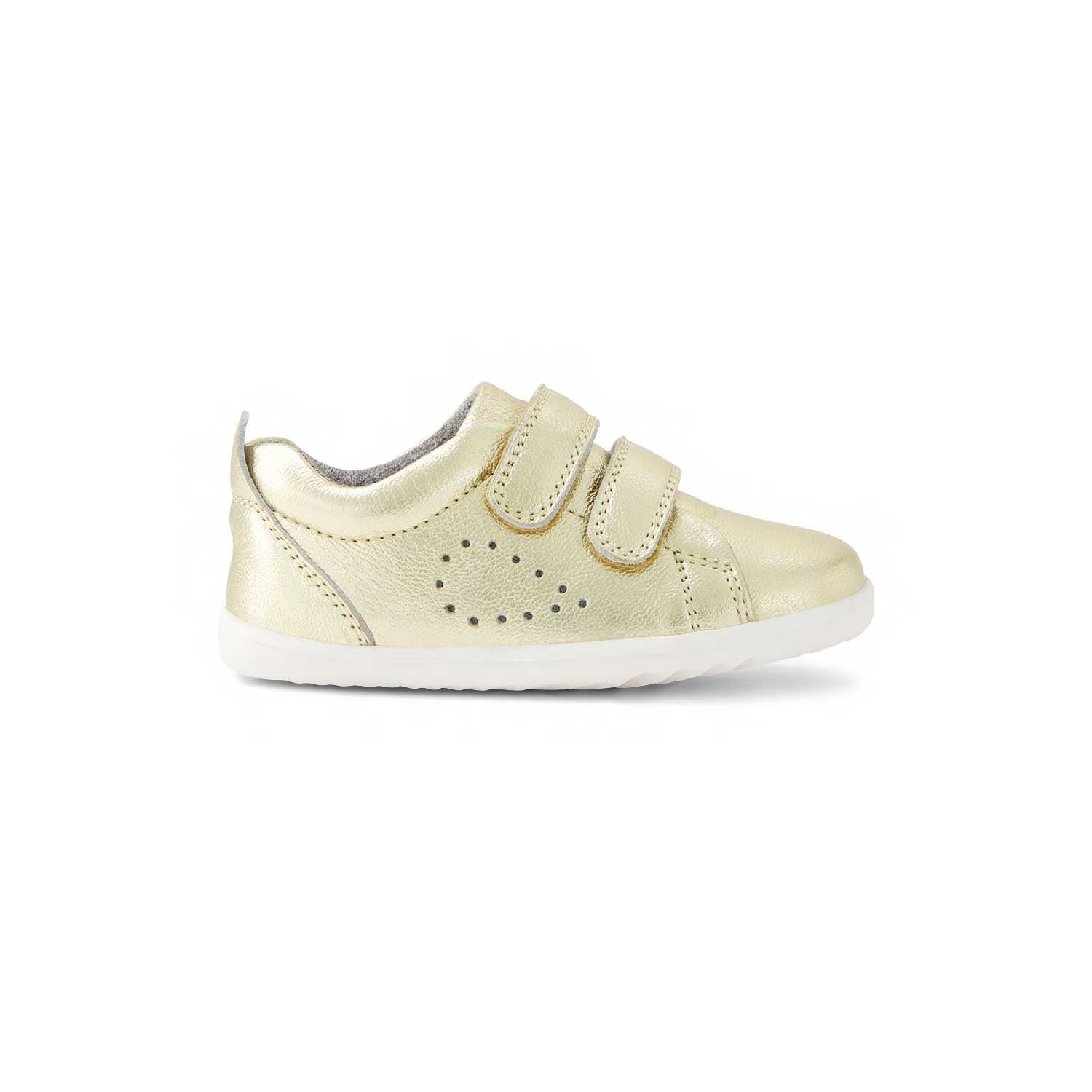 Bobux Step Up Grass Court Pale Gold scarpe primi passi bambino pelle dorata