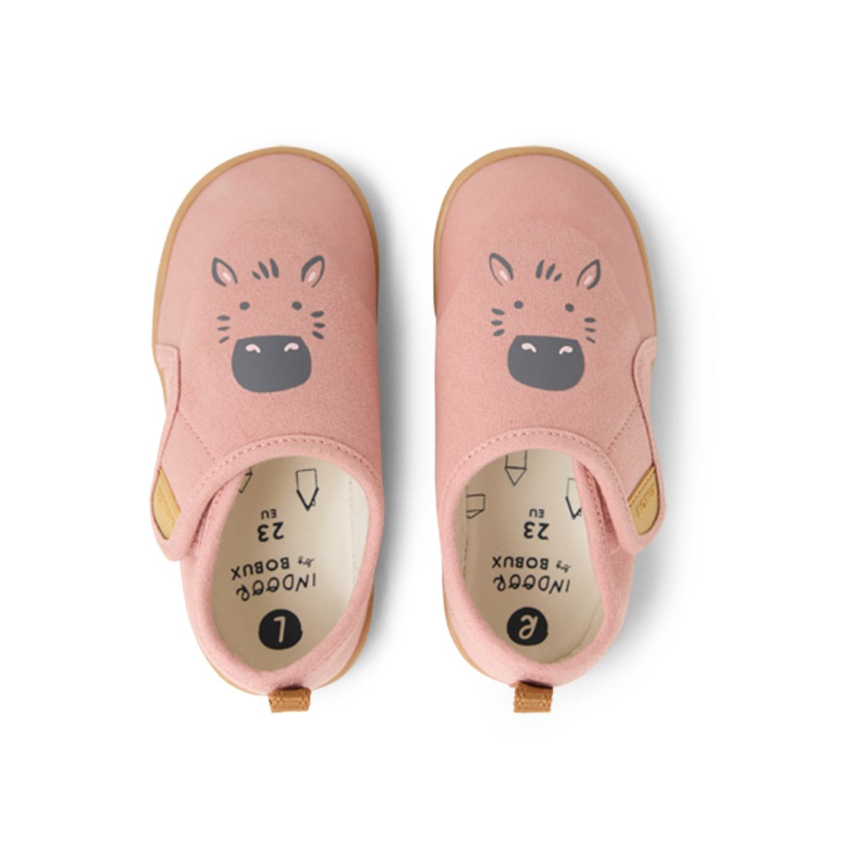 Bobux Kid Plus Indoor Nook Zeb Rose Clay, scarpe indoor bambina rosa con musetto di zebra