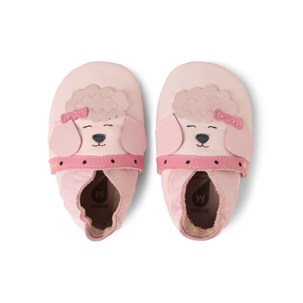Bobux Soft Sole Fifi Poodle babbucce in pelle rosa con barboncino