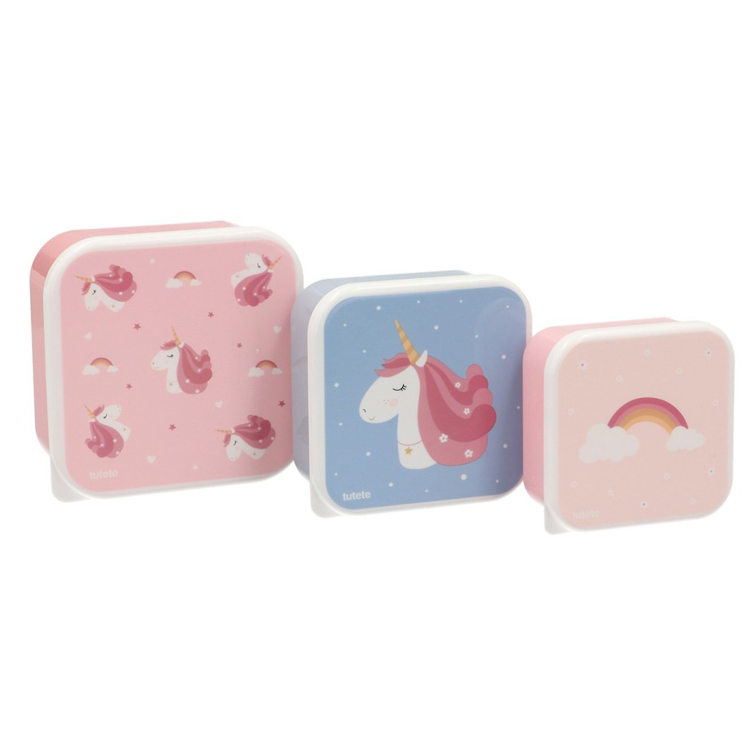 Set di 3 Contenitori Scatoline Porta Merenda - Unicorno