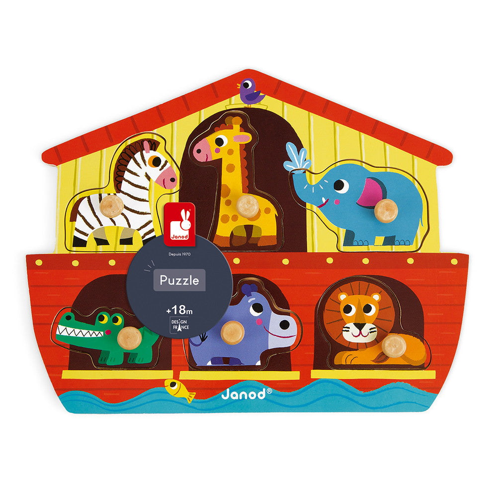 Puzzle Arca di Noè Janod, arca di noè legno per bambini dai 18 mesi