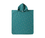 Poncho spiaggia bambini Monnëka Teal Whale con cappuccio 1-3 anni