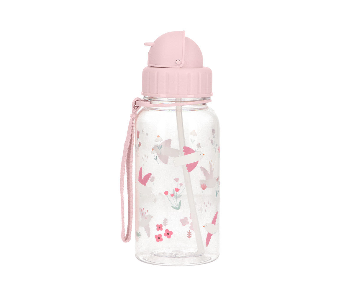 Tutete Borraccia Uccellini in Fiore bambina rosa 500 ml con cannuccia - Le Coccole