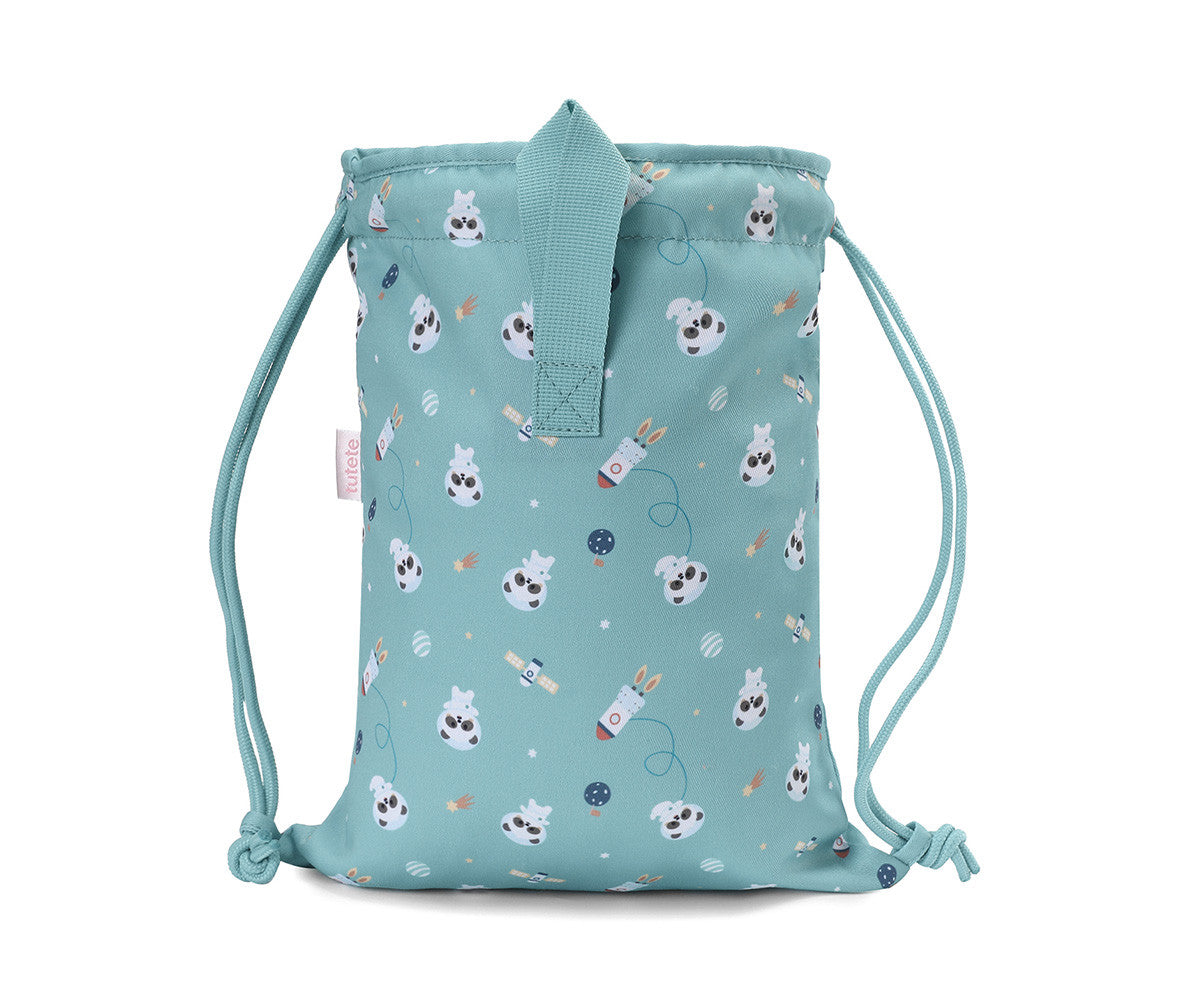 Sacca zaino bambini 34,5 x 27,5 cm, fantasia Pandas in Space