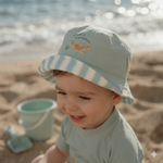 cappello sole bambini Little Dutch reversibile Green Ocean Surf Stripes