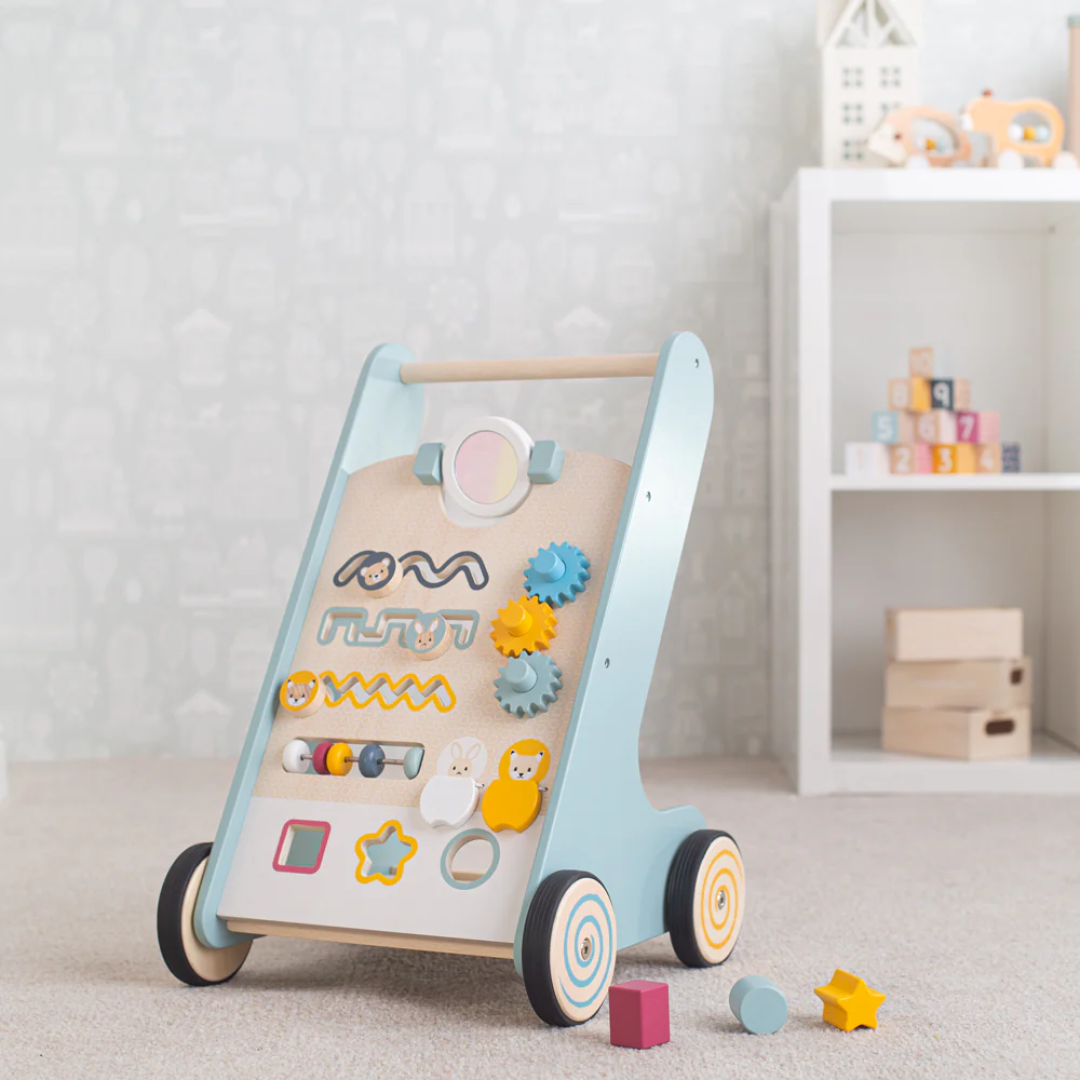 wooden baby walker