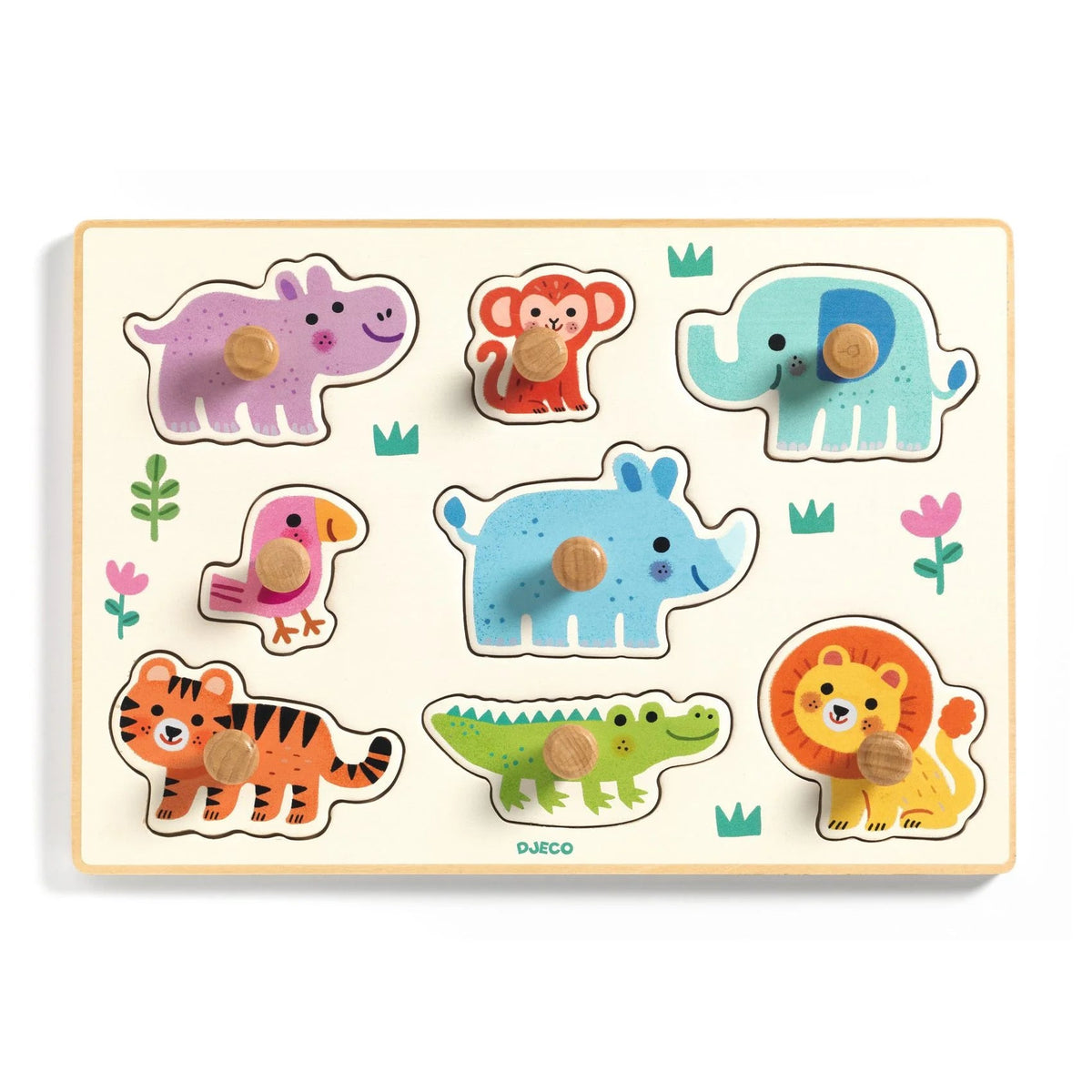 Djeco Hippo'n'Co, puzzle a incastro in legno per bambini di 1 anno