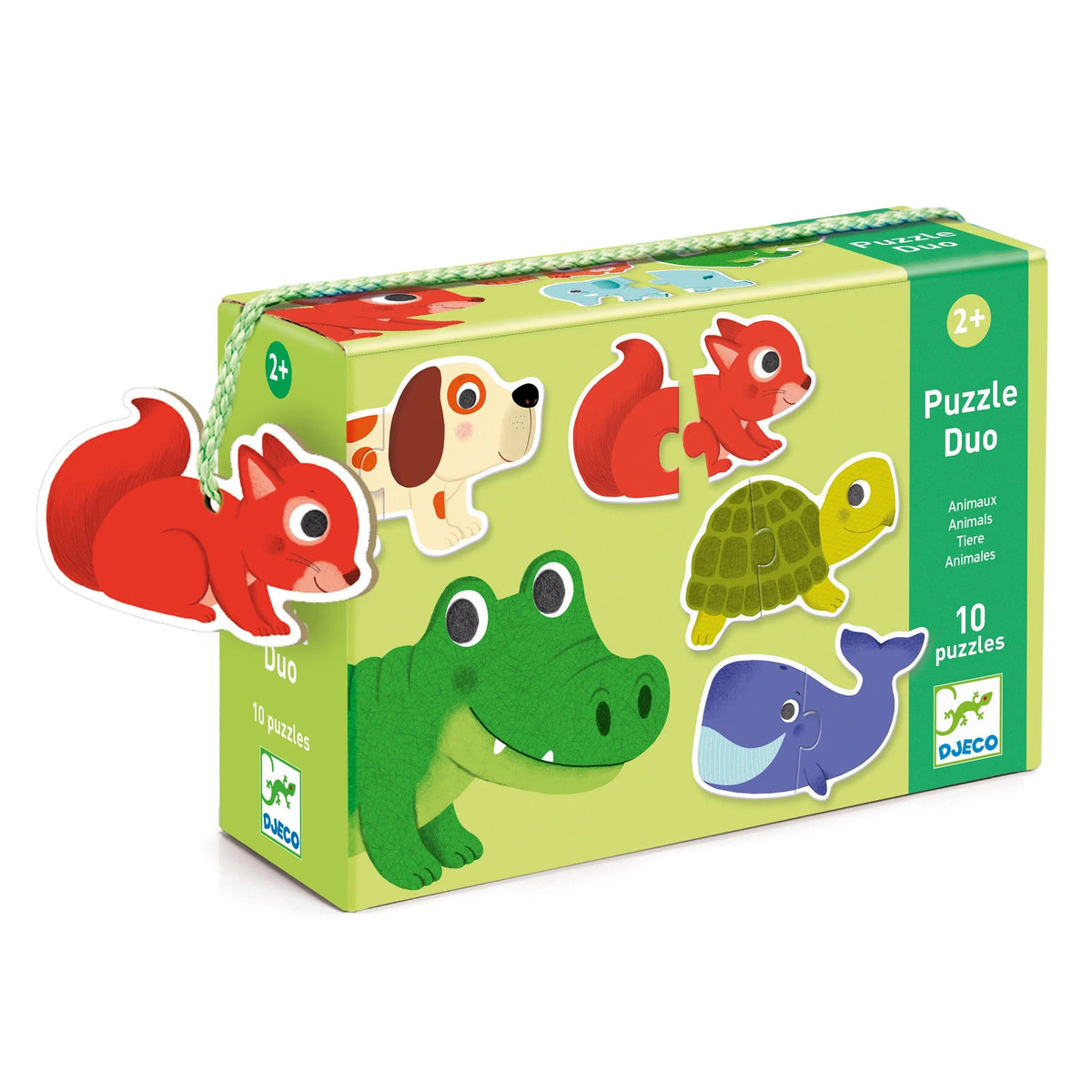Djeco Puzzle Duo Animo, puzzle a incastro con gli animali per bambini dai 2 anni