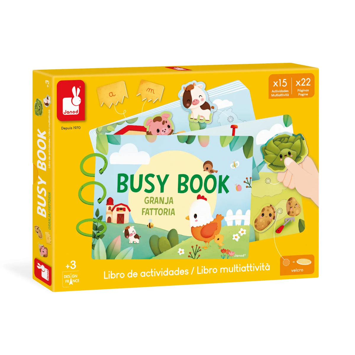 Busy book Janod Fattoria per bambini dai 3 anni, italiano e spagnolo