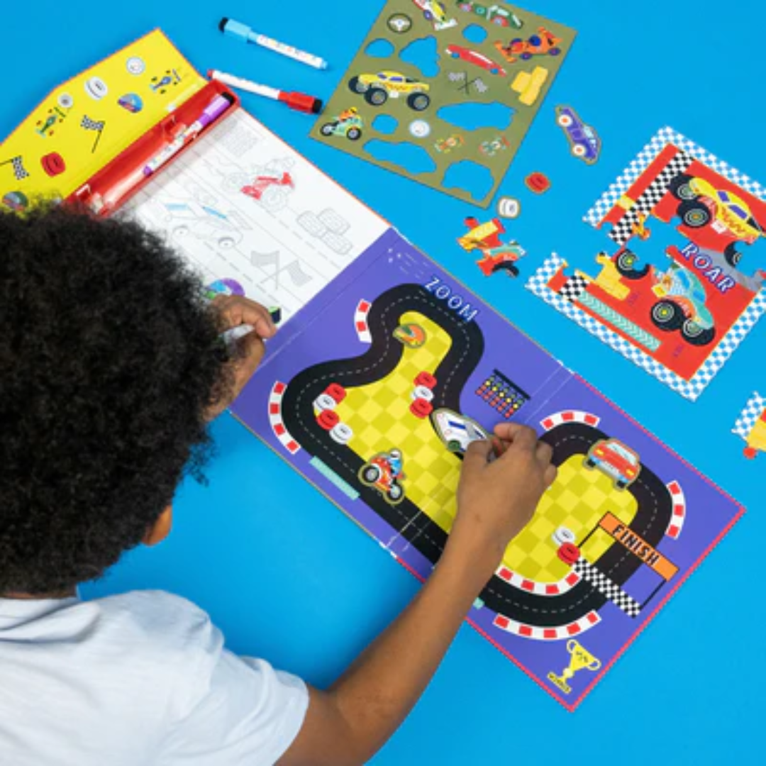 Gioco magnetico bambini Floss & Rock puzzle 20 pezzi tema macchine