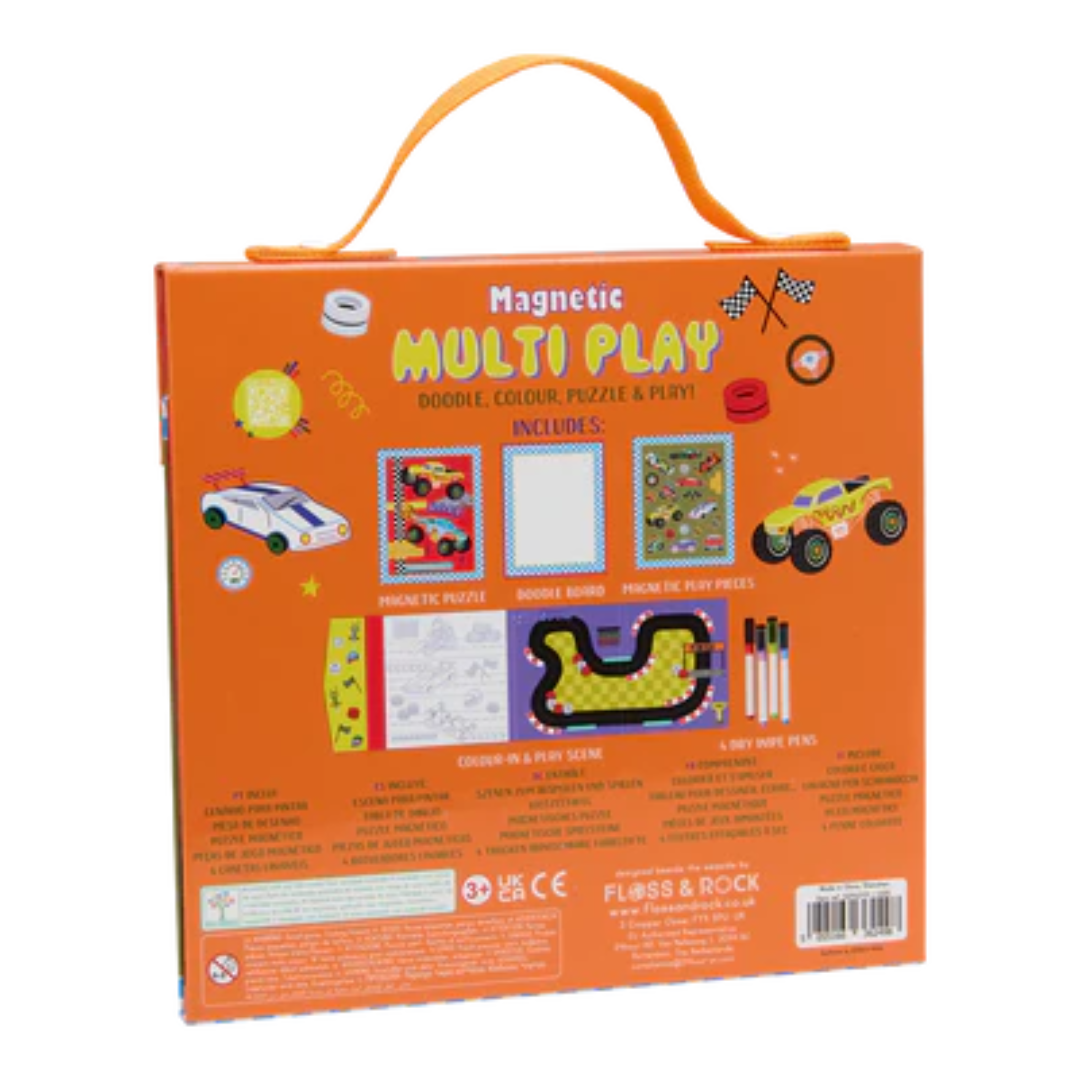 Idea regalo gioco magnetico 4 in 1 Floss & Rock tema veicoli dai 3 anni