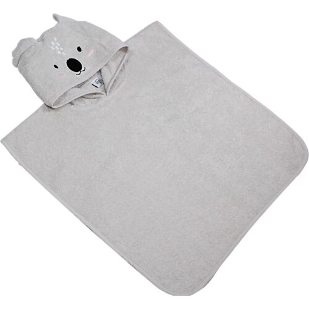 Tryco Baby Accappatoio Poncho da Bagno Kyle il Koala in morbida spugna grigia con cappuccio decorato, per bambini dai 2 ai 5 anni