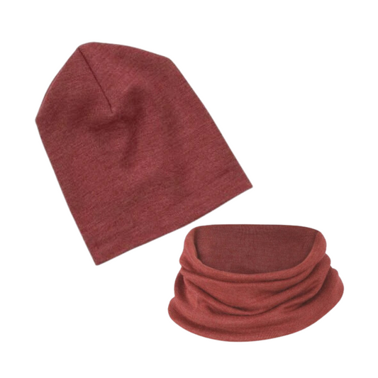 Set Cappello + Scaldacollo Lana-Seta Biologica - Rame