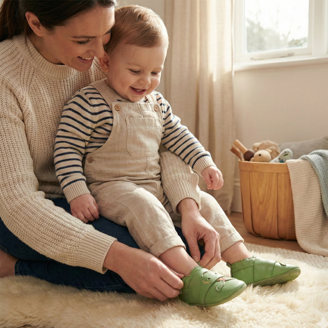 Bobux Soft Sole verde scarpine asilo bambino Soft Sole Apple Pomme English Ivy