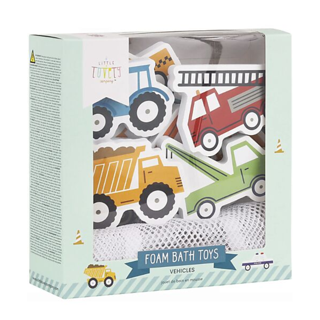 A Little Lovely Company forme in schiuma bagnetto veicoli, set 14 pezzi con retina