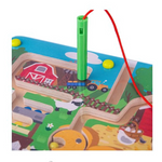 Tabellone in legno con superficie trasparente chiusa: le palline non possono uscire.