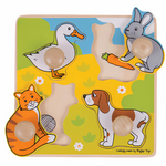 Puzzle Bigjigs in legno con pomelli grandi e forme di animali domestici

