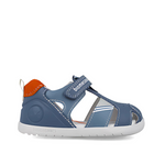 Vista laterale dei sandali Biomecanics Biogateo blu, con suola flessibile e struttura ergonomica.