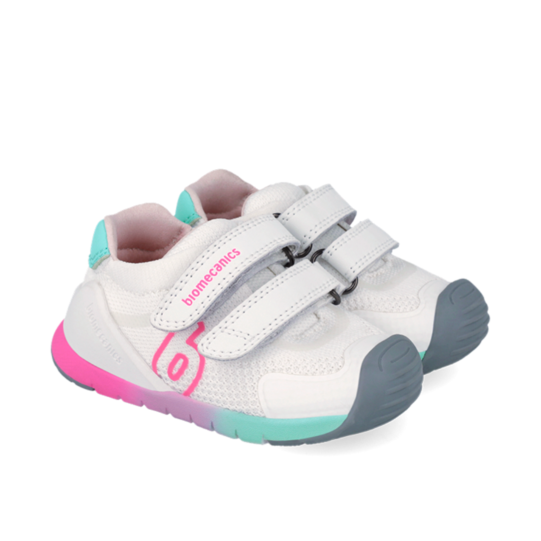 Biomecanics Biogateo Sport bianco e rosa scarpe primi passi leggere e fresche in coppia