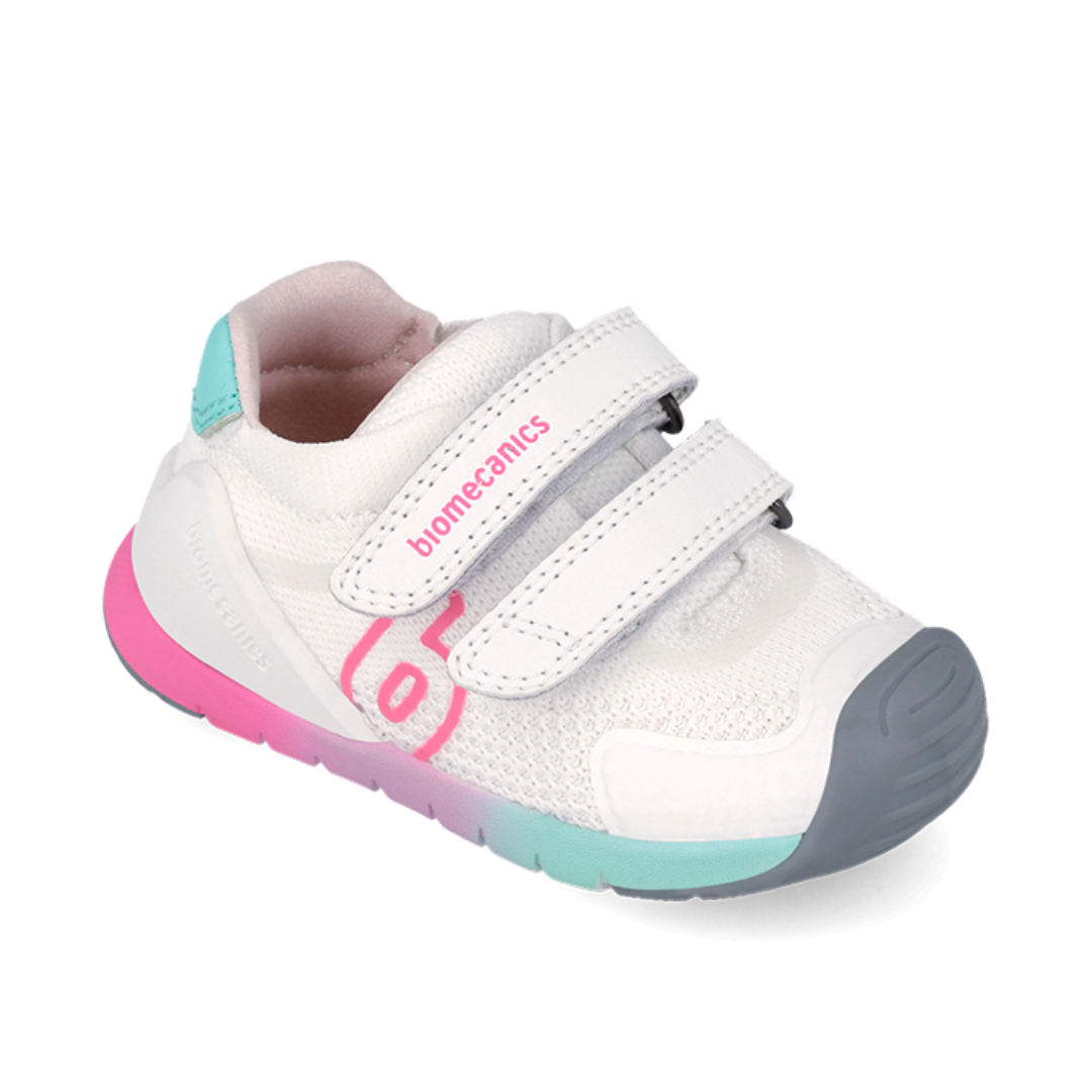 scarpe ginnastica primi passi Biomecanics Biogateo Sport bianco e rosa