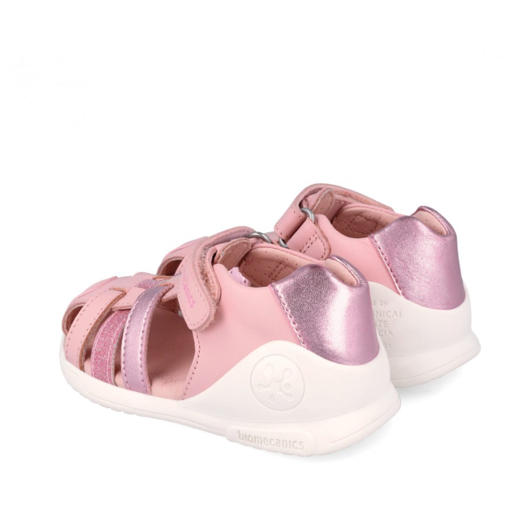 Sandali barefoot bambina rosa Biomecanics Biogateo pelle