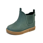 Boatilus Baby Beatly Brushed Bosco, stivaletti pioggia bambini bassi in gomma, verde bosco opaco con suola beige