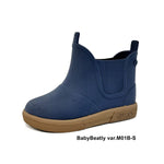 Boatilus Baby Beatly Brushed Navy, stivaletti pioggia bambini bassi in gomma, blu navy opaco con suola beige