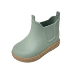 Boatilus Baby Beatly Verde Pastello con suola beige, stivaletti pioggia bambini bassi in gomma, verde chiaro