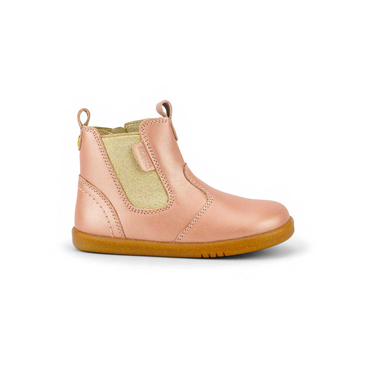 Bobux I-Walk Jodhpur Rose Gold stivaletto bambina in pelle rosa con zip laterale