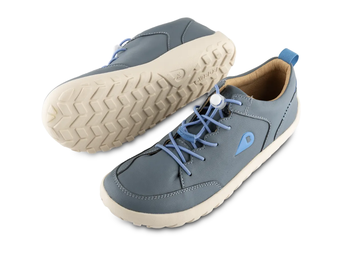 Scarpe barefoot Bobux Tucker Stormy Weather in pelle con lacci elastici e fermacorda