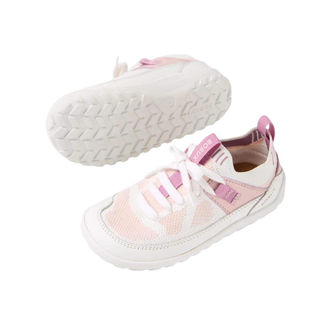 Bobux Meta White-Parfait Pink scarpe morbide bambini linea Alpha