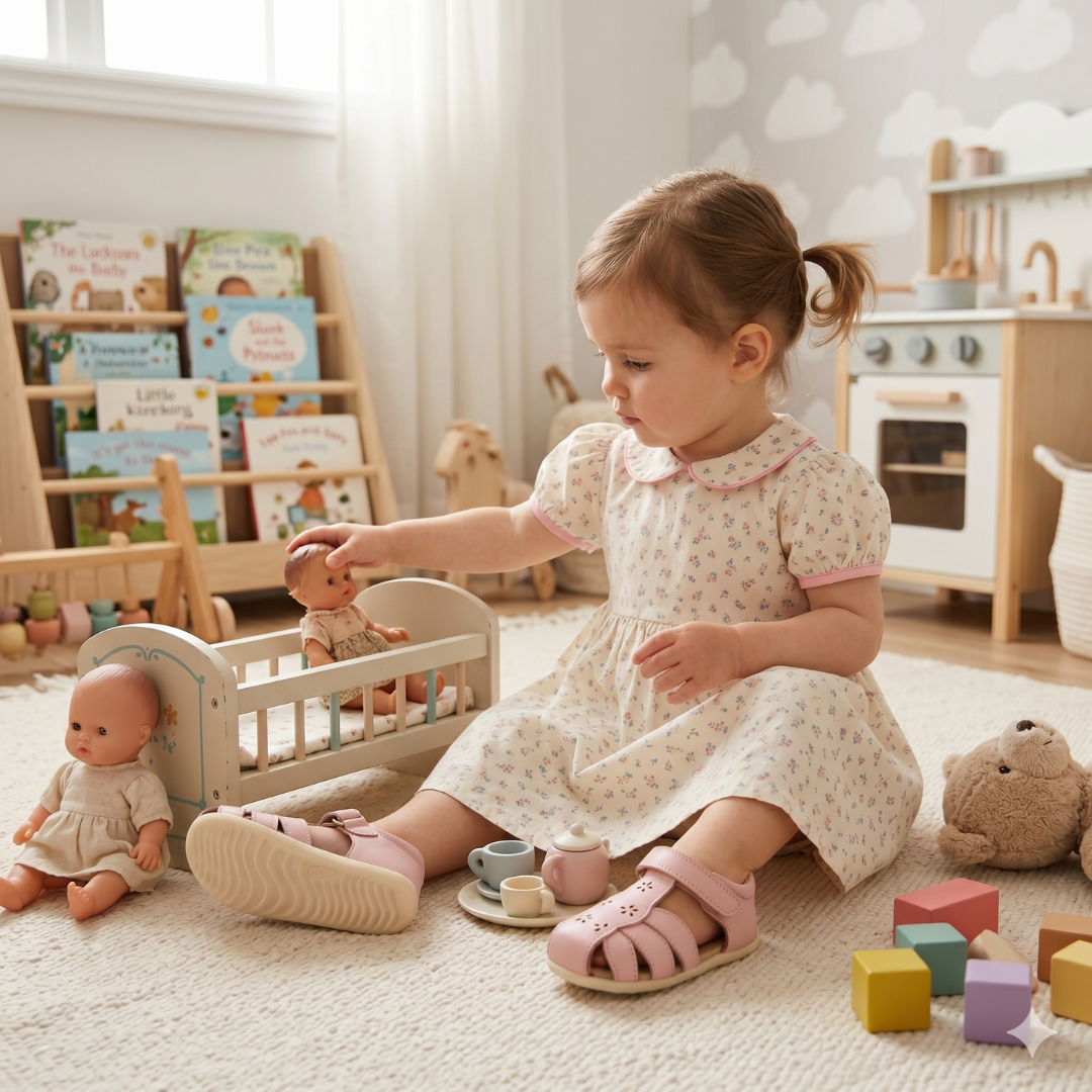 Bambina con sandali Bobux Holly Ballet Pink