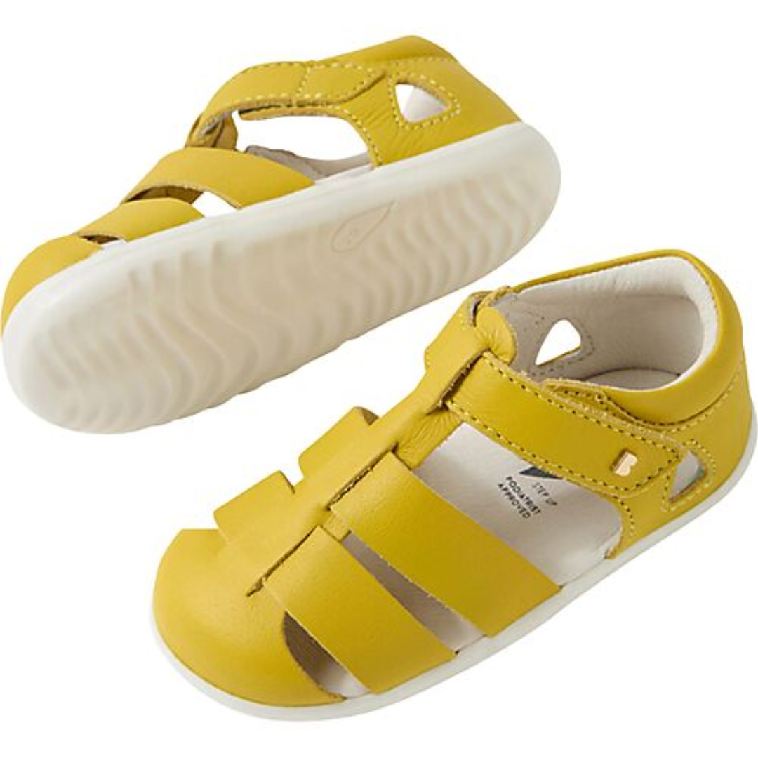 sandali bambini Bobux primi passi gialli scarpe morbide estive suola flessibile